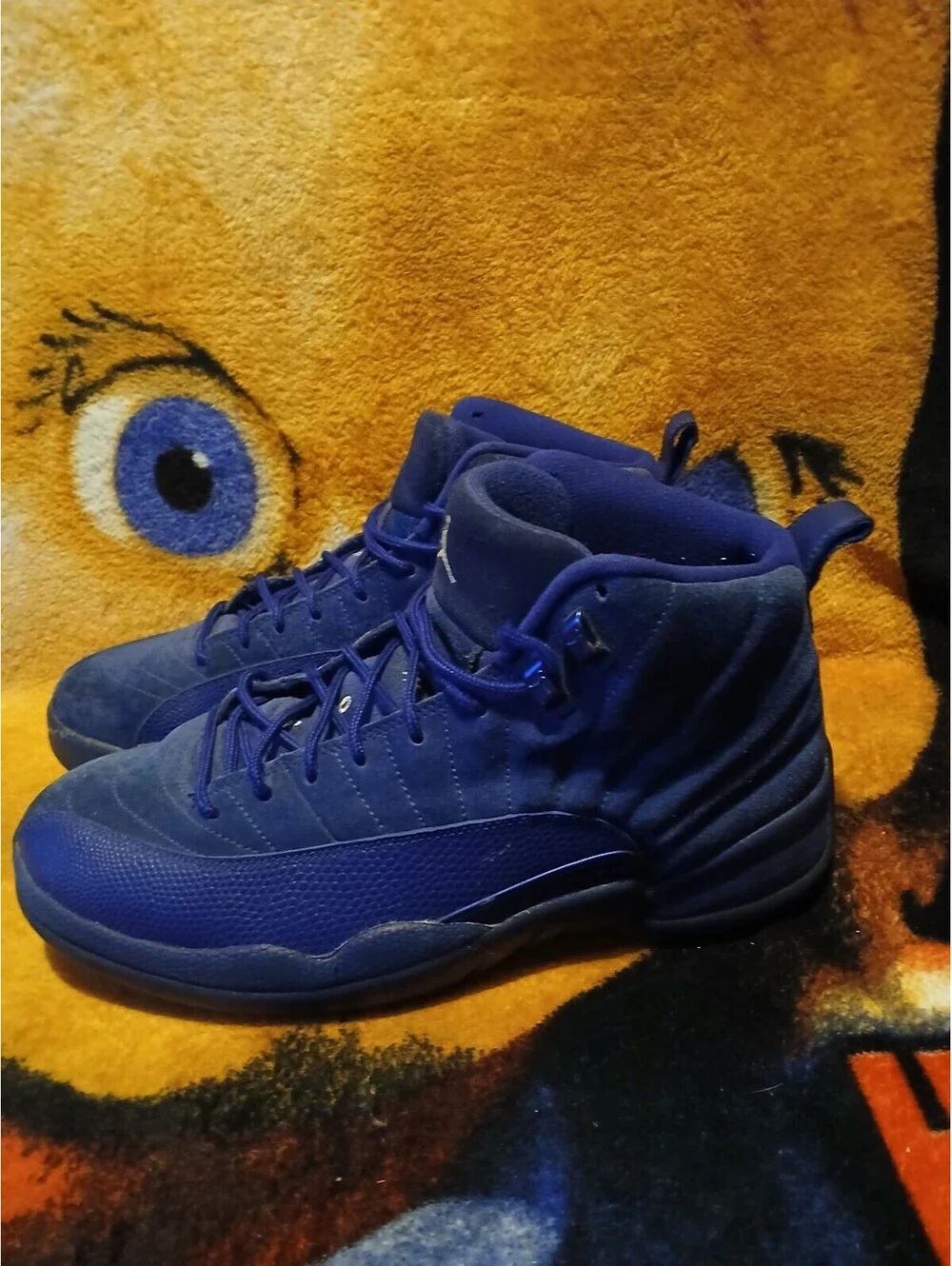Jordan Retro 12 Blue Suede Men's Basketball Shoes Size 10